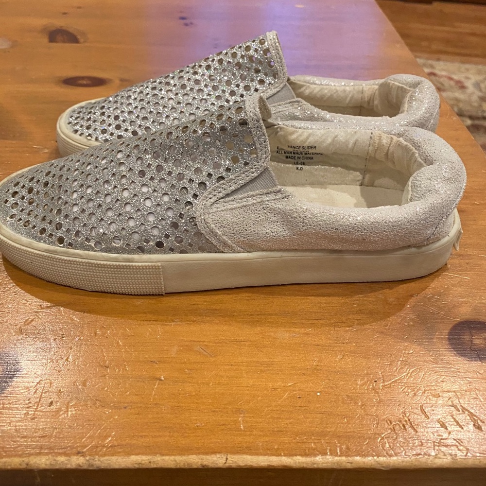 Silver Stuart Weitzman slip-on sneakers